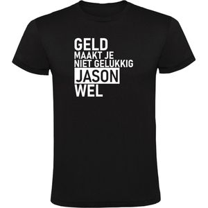 Geld maakt je niet gelukkig Jason wel Heren T-shirt - geluk- gelukkig - humor - grappig