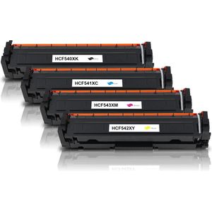 MediaHolland - Huismerk Toners 203A - CF540X, CF541X, CF542X en CF543X geschikt voor HP Laserjet Printers - Zwart, Cyaan, Magenta en Geel - Toners Cartridges - Zwart: 3200 Pagina's & Kleur: 2500 Pagina's