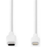 Nedis Lightning Kabel - USB 2.0 - Apple Lightning 8-Pins - USB-C Male - 480 Mbps - Vernikkeld - 2.00 m - Rond - PVC - Wit - Doos
