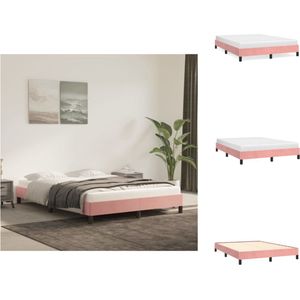 vidaXL Bedframe Fluweel - Roze - 203 x 143 x 25 cm - Passend bij 140 x 200 cm matras - Inclusief montagehandleiding - Bed