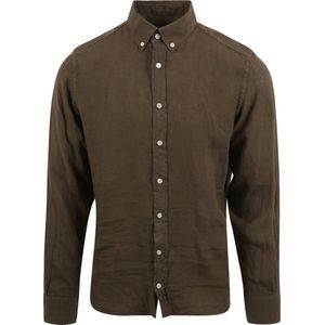 Hackett Overhemd Garment Linnen Groen - Maat XL - Heren - Hemden casual