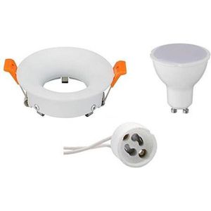 LED Spot Set - GU10 Fitting - Inbouw Rond - Mat Wit - 4W - Helder/Koud Wit 6400K - Ø85mm