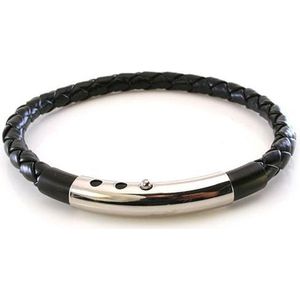 City Jewels XL herenarmband van staal en zwart rubber