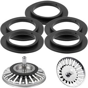 5 stuks reserveafdichtingen voor afvoer en afvoer in de keuken van rubber met lip O-ring voor zeefmandjes wastafel badkamer voor ventiel voor badkuip en wastafel