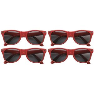 4x stuks zonnebril rood - UV400 bescherming - Zonnebrillen voor dames/heren