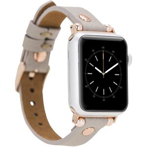 Charmant Style - Horlogebandje- Geschikt voor alle Apple Watch Series 8, Ultra, 7, 6, SE en alle eerdere versies van Apple Watch - Ferro Watch strap- Grijs - 42,43,44,45 mm- Echt Leer