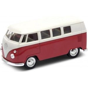 Welly Volkswagen Bus 1963 T1 - schaal 1:32 - Rood/Wit