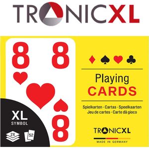 TronicXL 2 stuks XXL premium kaartspel speelkaarten karton met grote XL XXL tekens voor senioren en slechtziende, grote speelkaarten