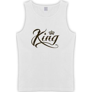 Witte Tanktop met  "" King "" print Zwart size S