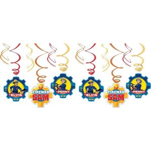 Amscan - Brandweerman Sam - Swirl decoratie - Plafondslingers - Draai slingers - 12 Stuks - Versiering - Verjaardag - Kinderfeest.