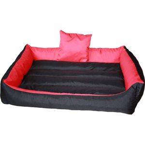 XXL Hondenbed van kunstleer - hondenkussen hondensofa kattenbed hondenkorf - waterdicht - Rood / Zwart