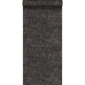 Origin Wallcoverings behang kalkstenen blokken zwart - 347583 - 53 cm x 10,05 m