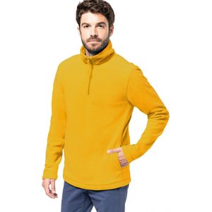Kariban Fleece trui - geel - halve ritskraag - warme winter sweater - heren - polyester M