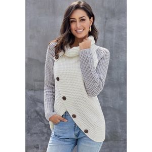 Trui Sweater Dames met col - Grijs - Talya - Maat XL