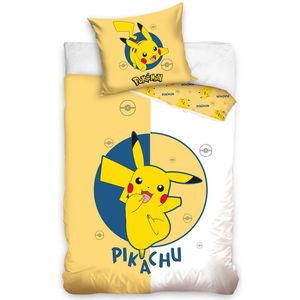 Pikachu Dekbedovertrek geel/wit - 140 x 200 cm - 70 x 90 cm