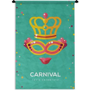 Wandkleed Carnaval - Carnival op een groene achtergrond Wandkleed katoen 60x90 cm - Wandtapijt met foto