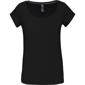 T-shirt Dames XL Kariban Boothals Korte mouw Black 90% Katoen, 10% Viscose
