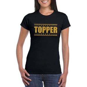 Zwart Topper shirt in gouden glitter letters dames - Toppers dresscode kleding XS