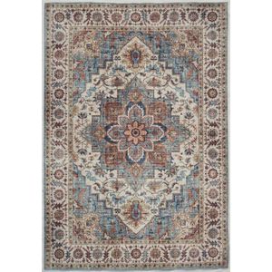 Ikado Vintage tapijt met medaillon, bedrukt, blauw 60 x 110 cm