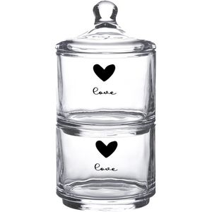 Clayre & Eef Voorraadpot Deksel Ø 10x21 cm Glas Rond Hart Love Voorraadbus