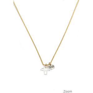 Heaven Eleven dames Ketting ballchain goud plating swarovski elements kruisje