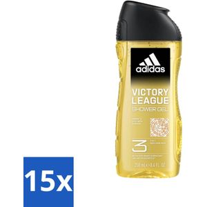 Adidas - 3-in-1 Douchegel - Victory League - Vibrant & Spicy - Gerecyclede Verpakking - 250 ml - Bulkverpakking - 15 stuks