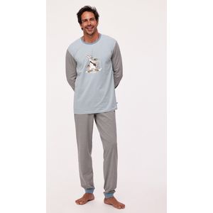 Woody pyjama jongens/heren - blauw-wit gestreept - haas - 232-10-PZL-Z/916 - maat L