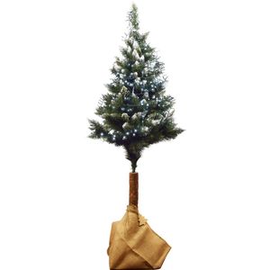 Kunstkerstboom diamanten kerstboom op Natuurlijke houten stam 160 cm - Kunst DIAMANT PIJNBOOM 160CM - Kunstkerstboom 160cm sneeuw Kerstboom