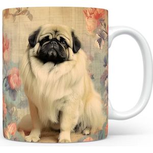 Mok met Pekinees Beker voor koffie of tas voor thee, cadeau voor dierenliefhebbers, moeder, vader, collega, vriend, vriendin, kantoor