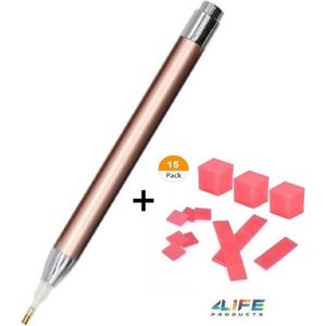 Diamond Painting Led Pen + 15 Wax - Rose Goud - Inclusief Gratis Batterijen