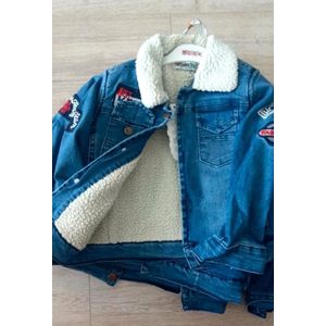 Jongens JEANS SPIJKER JASJE/ KNOPEN EN WARME BINNENVOERING MAAT 8-9JR NR 128/134