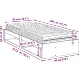 vidaXL - Slaapbank - met - matras - 90x200 - cm - massief - grenenhout - wit