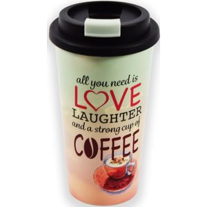 Travel Mug - 450 ml - Koffiebeker to go - Mok koffie of thee Reisbeker, koffiebeker - coffee to go beker - CRUISING TRAVEL MUG - To-Go beker all you need is love kleine formaat
