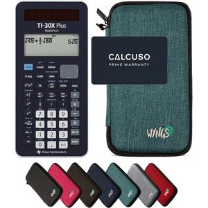 TI-30X Plus MathPrint inclusief een WYNGS beschermhoes in turkoois en uitgebreide garantie van CALCUSO