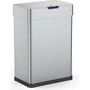 iCoolio Prullenbak met Sensor - Afvalbak - Vuilnisbak RVS - 60 l - Vingerafdrukvrij - Zilver