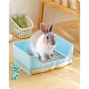 Hoek Rabbit Litter Tray - Grote konijnenkooi toilethuis voor konijnen en cavia's - Blauw litter box