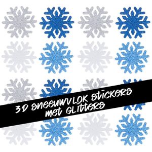 3D Foam Sneeuwvlok Stickers - 35 Winter Stickers 3D - Knutselen Meisjes - Knutselen Volwassenen - Kaarten Maken - Knutselen - 3D Stickers - Sneeuwvlokken Stickers - Sneeuwvlokken Wit, Zilver, Blauw - Knutselen Kinderen - Hobbystickers - Winter