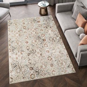 Tapiso Retro Vloerkleed Beige Vintage Gebloemd Woonkamer Tapijt Maat- 200x300