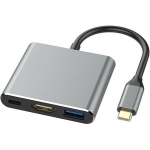 MMOBIEL HDMI naar USB Type C Hub Adapter voor Macbook - Samsung - USB 3.1 - 3.0 - Aluminium GRIJS
