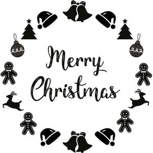 Kerst raamsticker rond - Decoratie kerst - Raamsticker - Kerst (Christmas) - Zwart - Merry Christmas