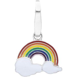 Bedel | charm | sterling zilver | wolken met regenboog | karabijn | hanger | kleur | emaille | kristalstenen