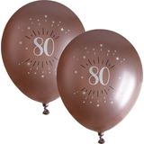 Santex verjaardag leeftijd ballonnen 80 jaar - 12x stuks - rosegoud - 30 cm - Feestartikelen