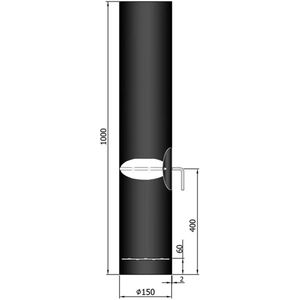 Kachelpijp Ø150 lengte 1000mm - condensring - deur - smoorklep - staal - 2mm