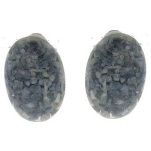 Behave Oorclips - clip oorbellen - blauw - epoxy - ovaal - 2.5 cm