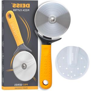 Pro Heavy Duty Pizza Cutter - Stainless Steel Sharp Smooth Wheel Slicer with Easy Grip Non-Slip Handle - Dishwasher Safe (Orange)