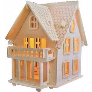 Bouwpakket Villa Huis Huisje B met verlichting- hout