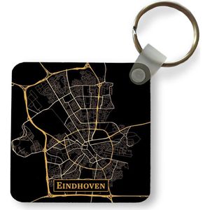 Sleutelhanger - Uitdeelcadeautjes - Plattegrond - Eindhoven - Goud - Zwart - Plastic