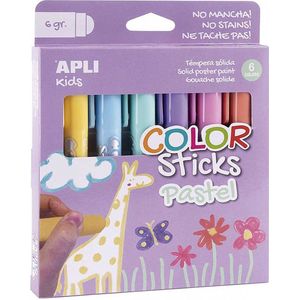 APLI KIDS Verf color stick Pastel kleuren - 6 kleuren