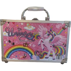 Make-up koffer Unicorn, Meisjes, geschenkartikel kids- oogschaduw - nagellak - lipshimmer - nagelstickers - cosmetica kwastjes