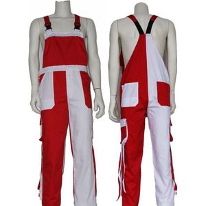 Yoworkwear Tuinbroek polyester/katoen rood-wit-franje maat 128